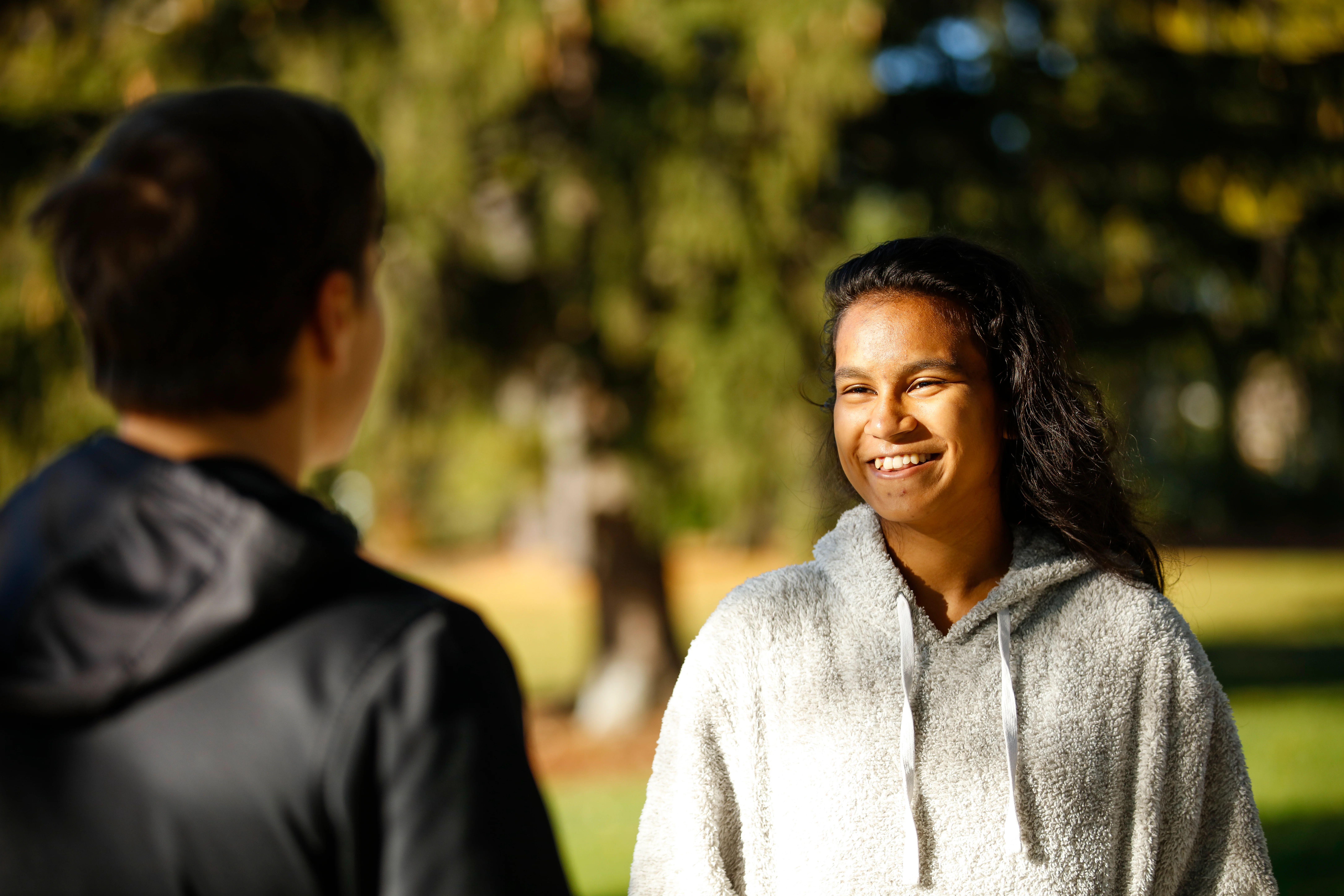 A student practices her Spanish